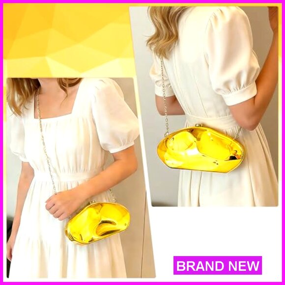 Acrylic Shell Clutch with Chain, Formal Evening Bag for Wedding Party Prom